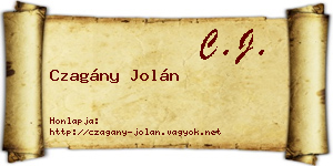 Czagány Jolán névjegykártya