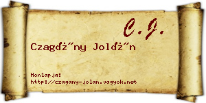 Czagány Jolán névjegykártya